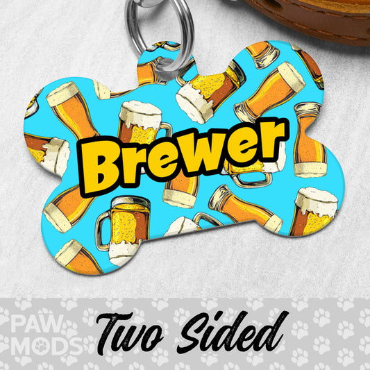 Beer Dog Tag. Cold Brew Alcohol Pet ID.