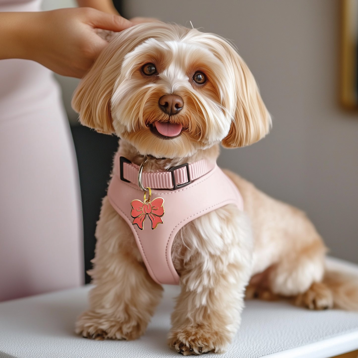 Pink Coquette Bow Dog Tag - Custom Enamel Pet ID Tag