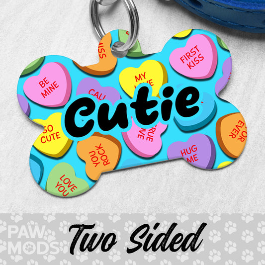 Valentines Dog Tag, Candy Heart Pet ID Tag.