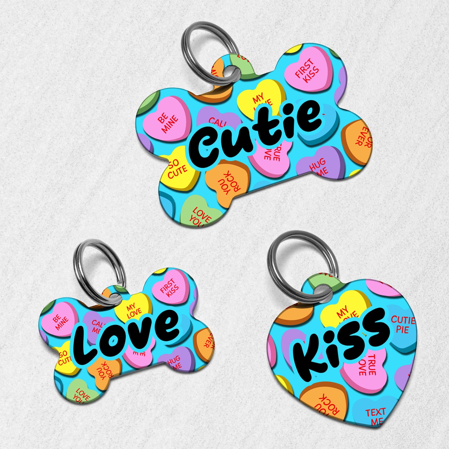 Candy Hearts Dog Tag