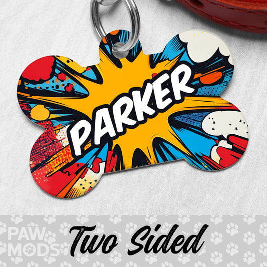 Comic Book Dog Tag, Superhero Pet ID Tag