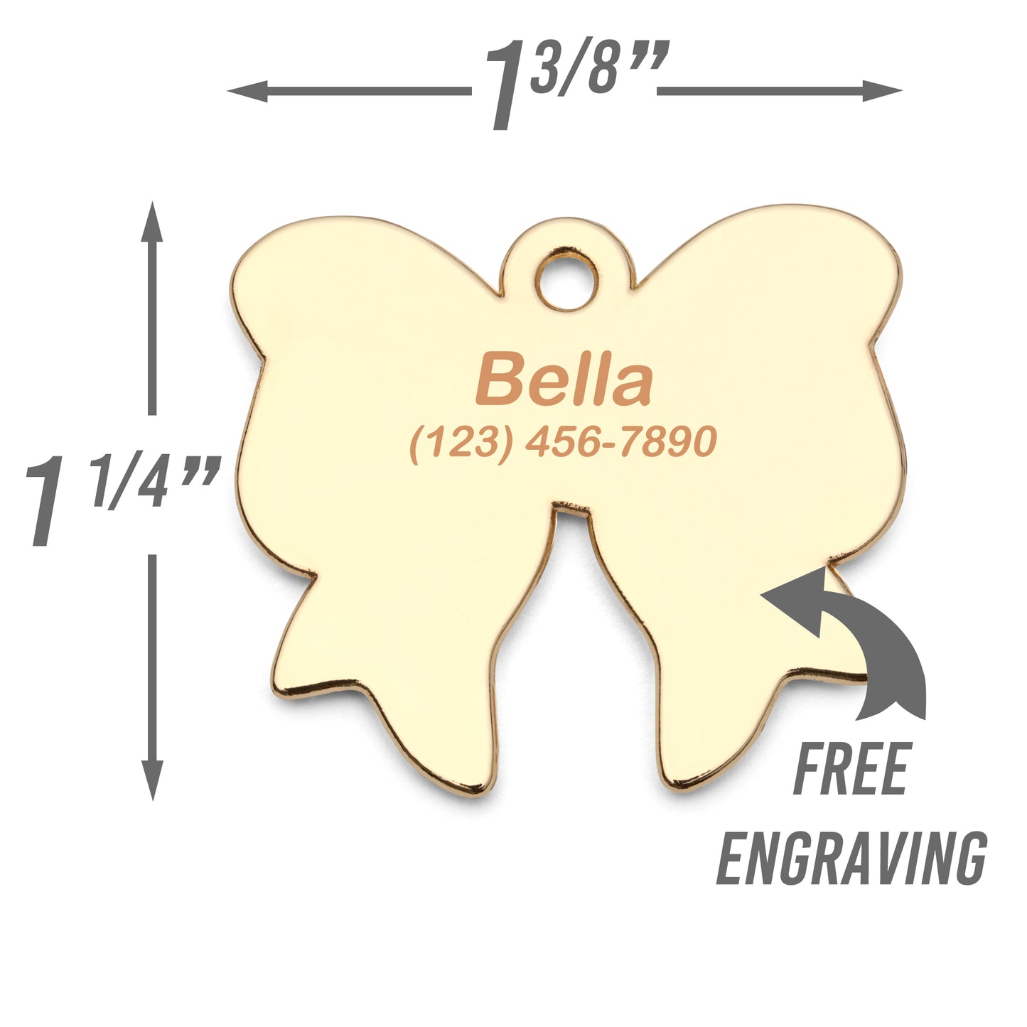 Pink Coquette Bow Dog Tag - Custom Enamel Pet ID Tag