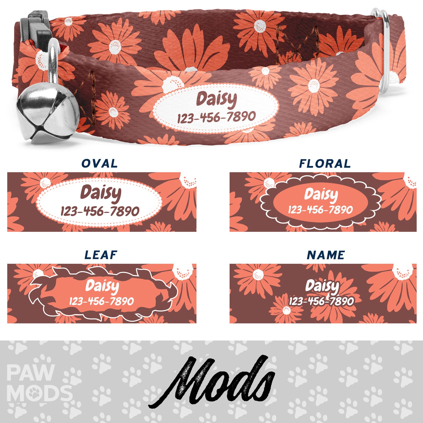 Daisy Peach Cat Collar