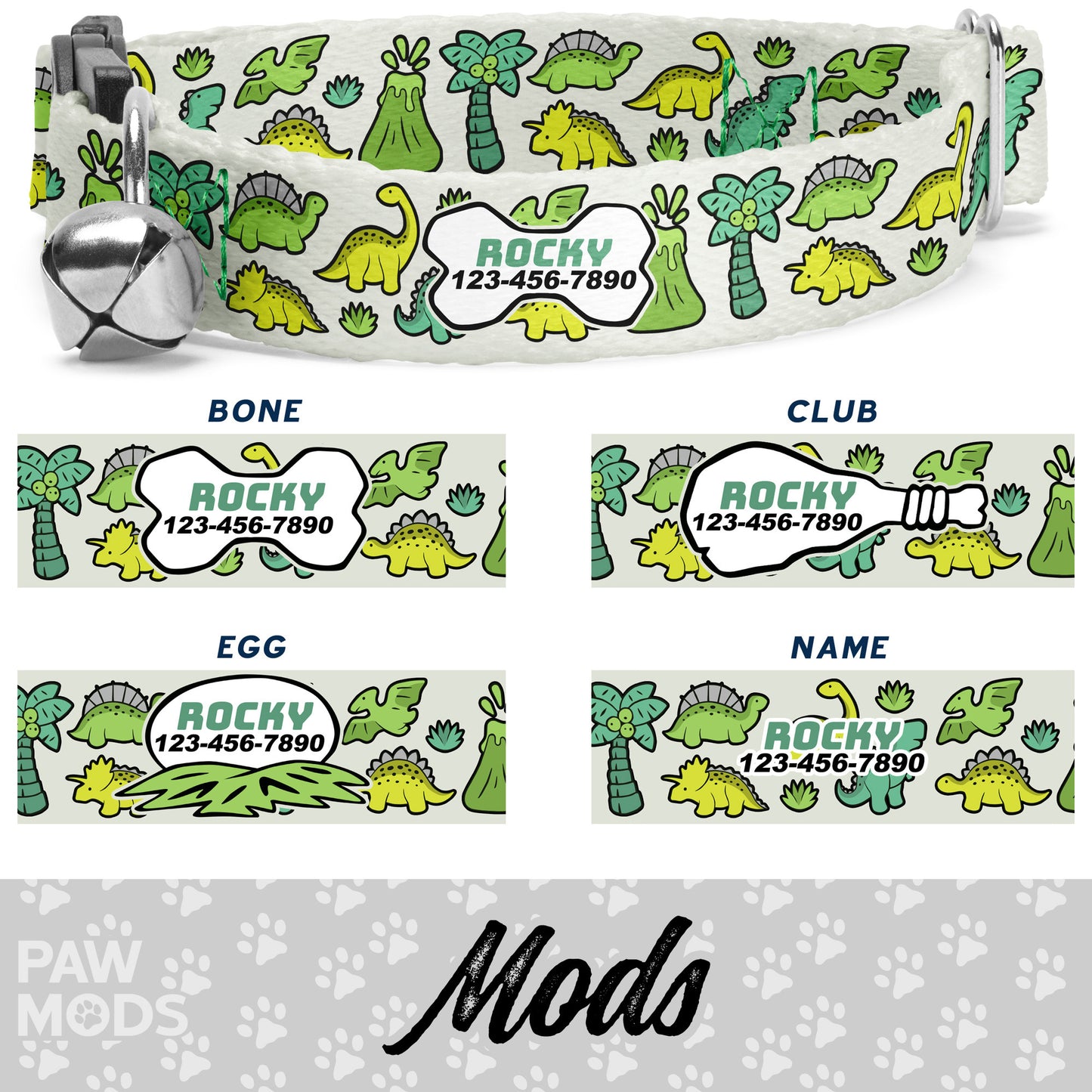 Dino Green Cat Collar