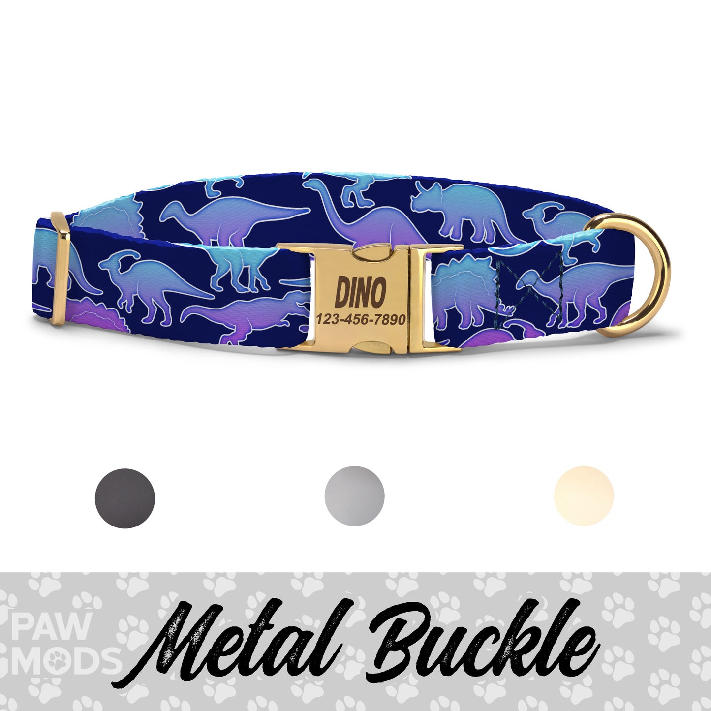 Neon Dinosaur Dog Collar