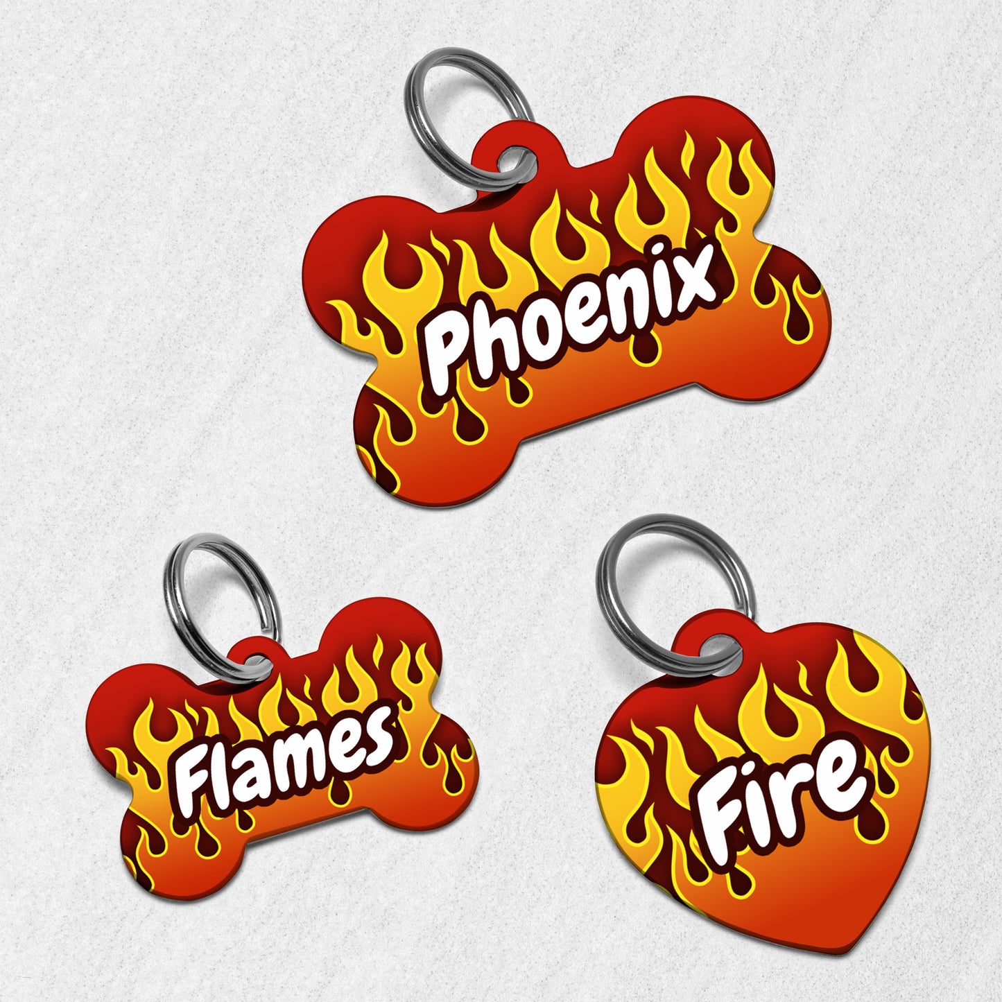 Flames Dog Tag