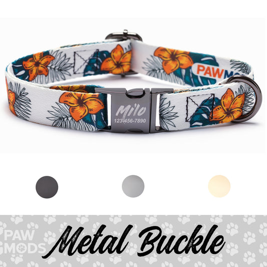 Plumeria Floral Tropical Dog Collar