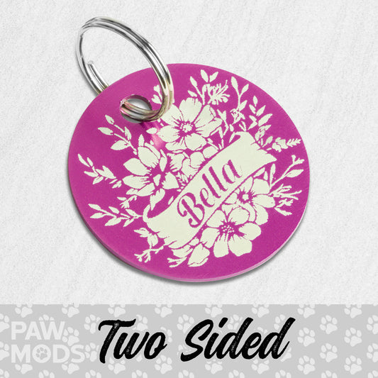 Floral Scroll Dog Tag