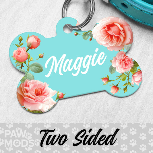 Pink Roses Dog Tag