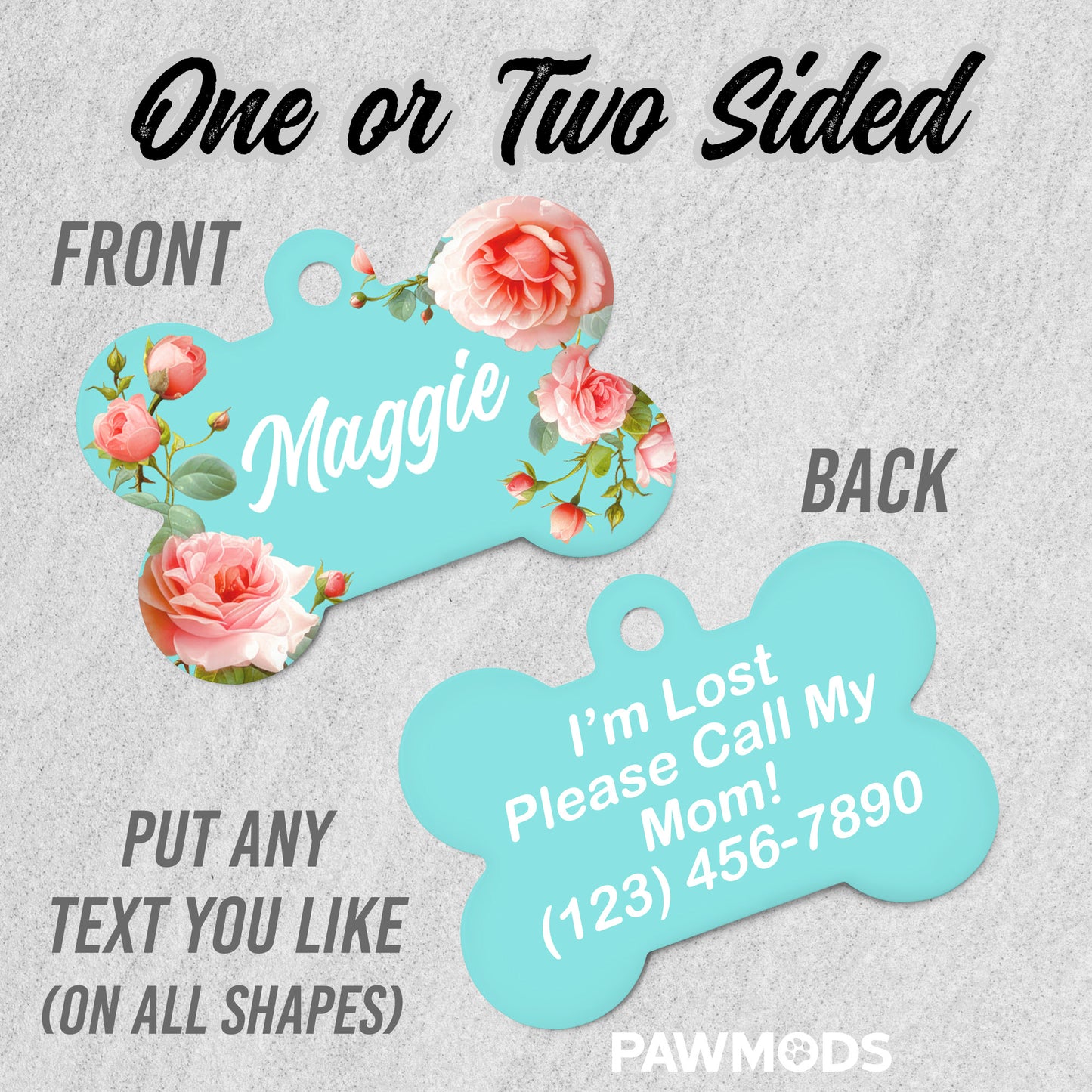 French Floral Dog Tag