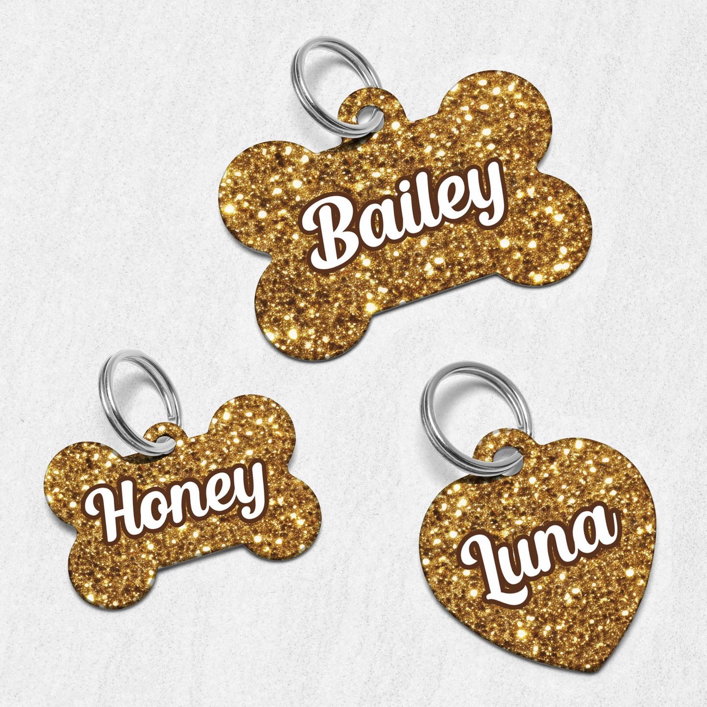 Faux Gold Glitter Dog Tag