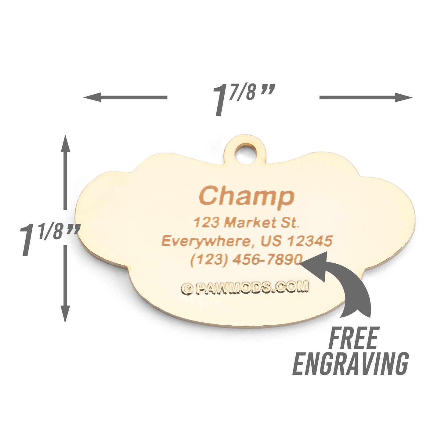 Gold Hotdog Dog Tag - Custom Enamel Pet ID Tag