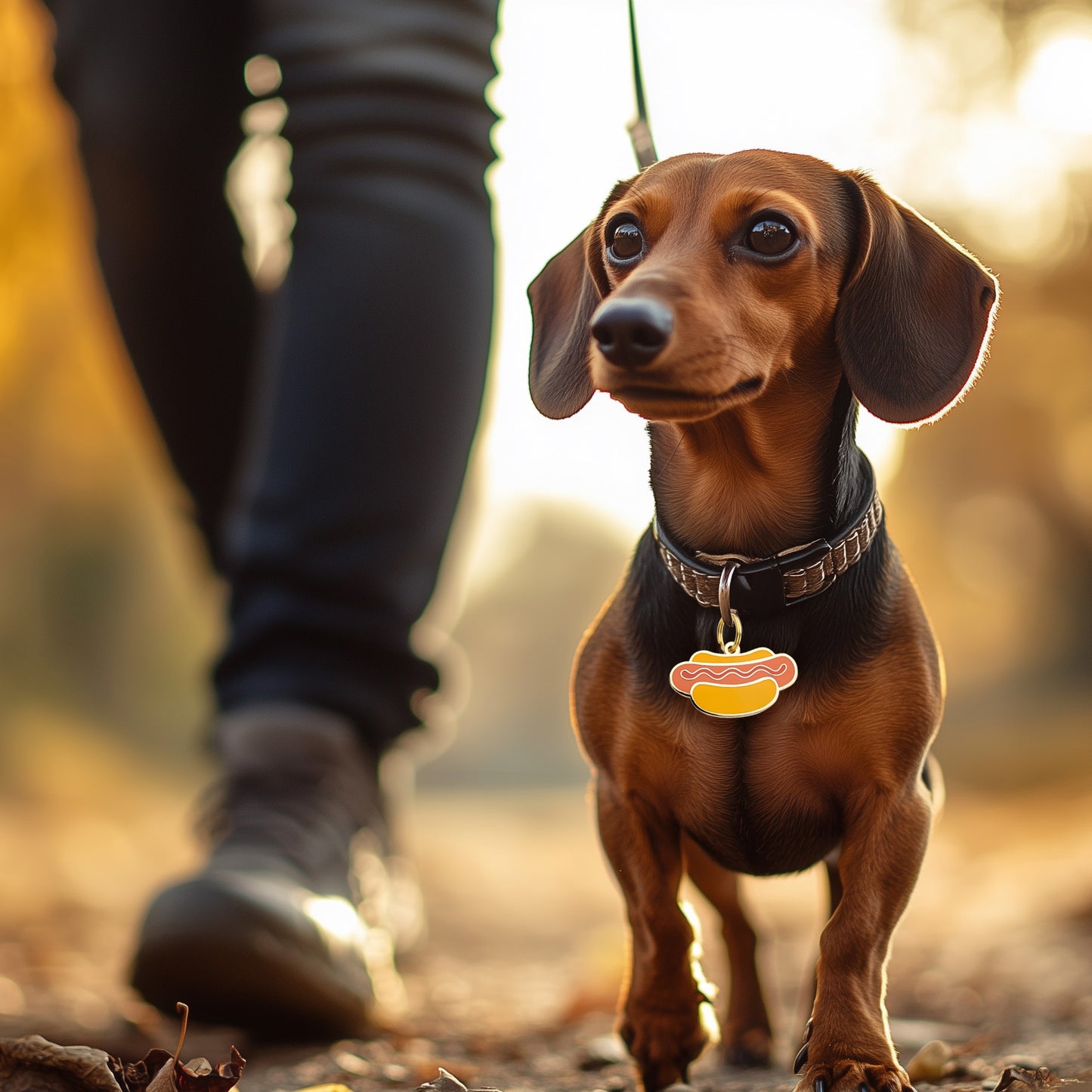 Gold Hotdog Dog Tag - Custom Enamel Pet ID Tag