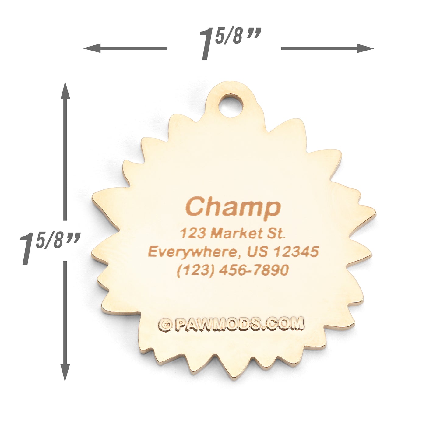 Gold Sunflower Enamel Dog Tag - Custom Enamel Pet ID Tag