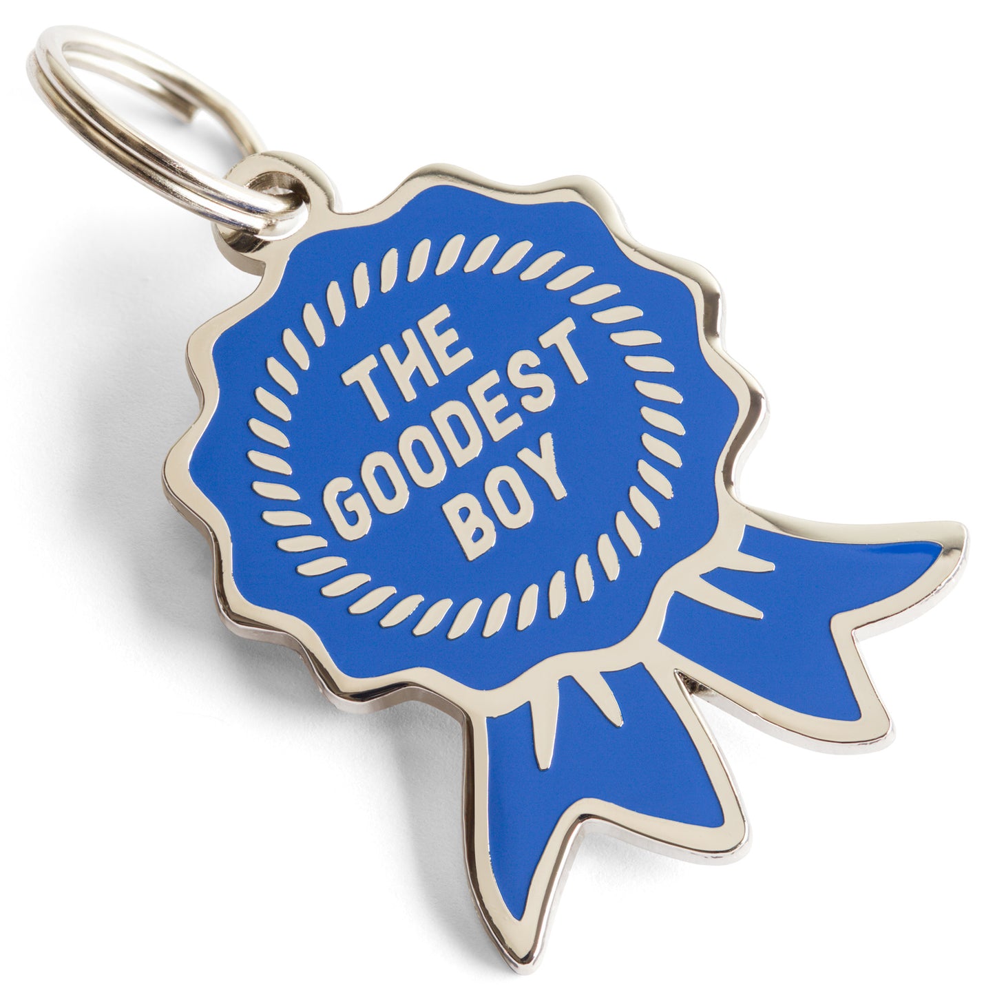 The Goodest Boy Dog Tag - Custom Enamel Pet ID Tag Blue Ribbon Award