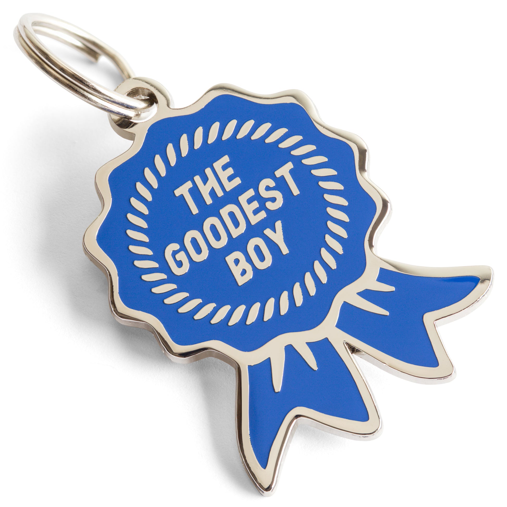 The Goodest Boy Dog Tag - Custom Enamel Pet ID Tag Blue Ribbon Award