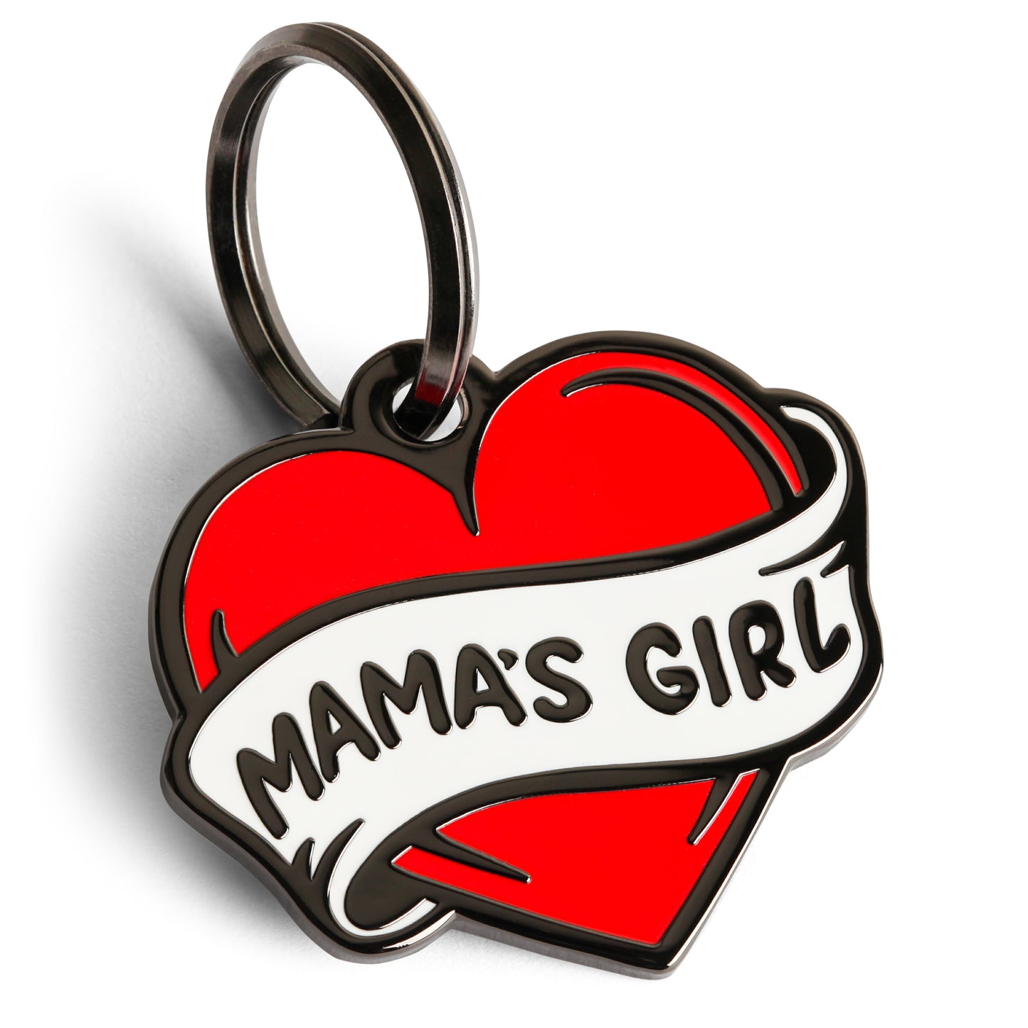 Mama's Girl Dog Tag - Custom Enamel Pet ID Tag Tattoo Heart