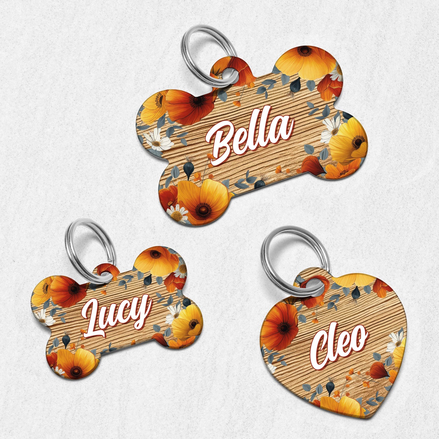 Orange Flowers Dog Tag