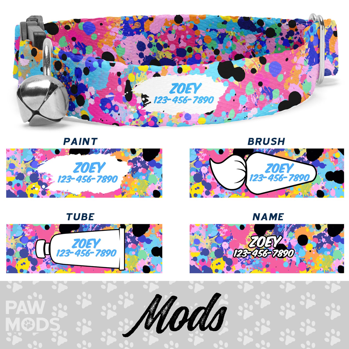 Paint Splatter Cat Collar