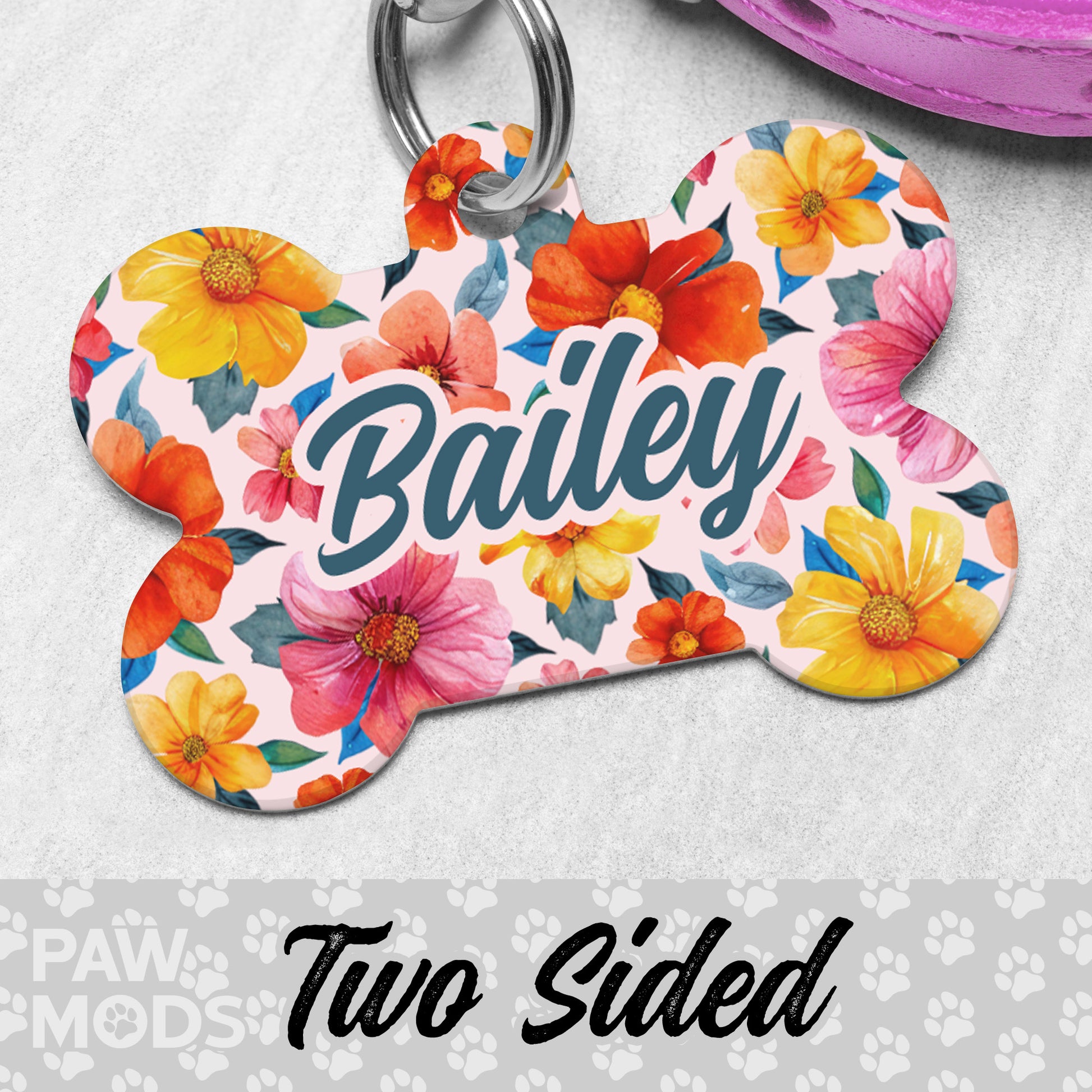 Pastel Floral Dog Tag