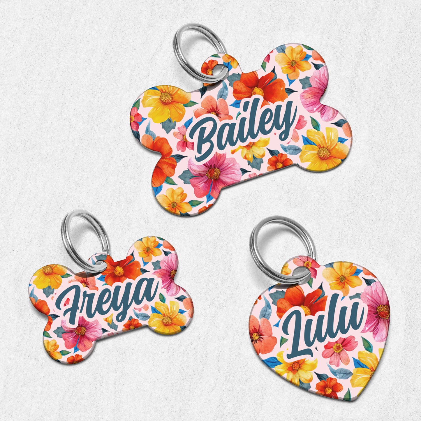 Pastel Floral Dog Tag