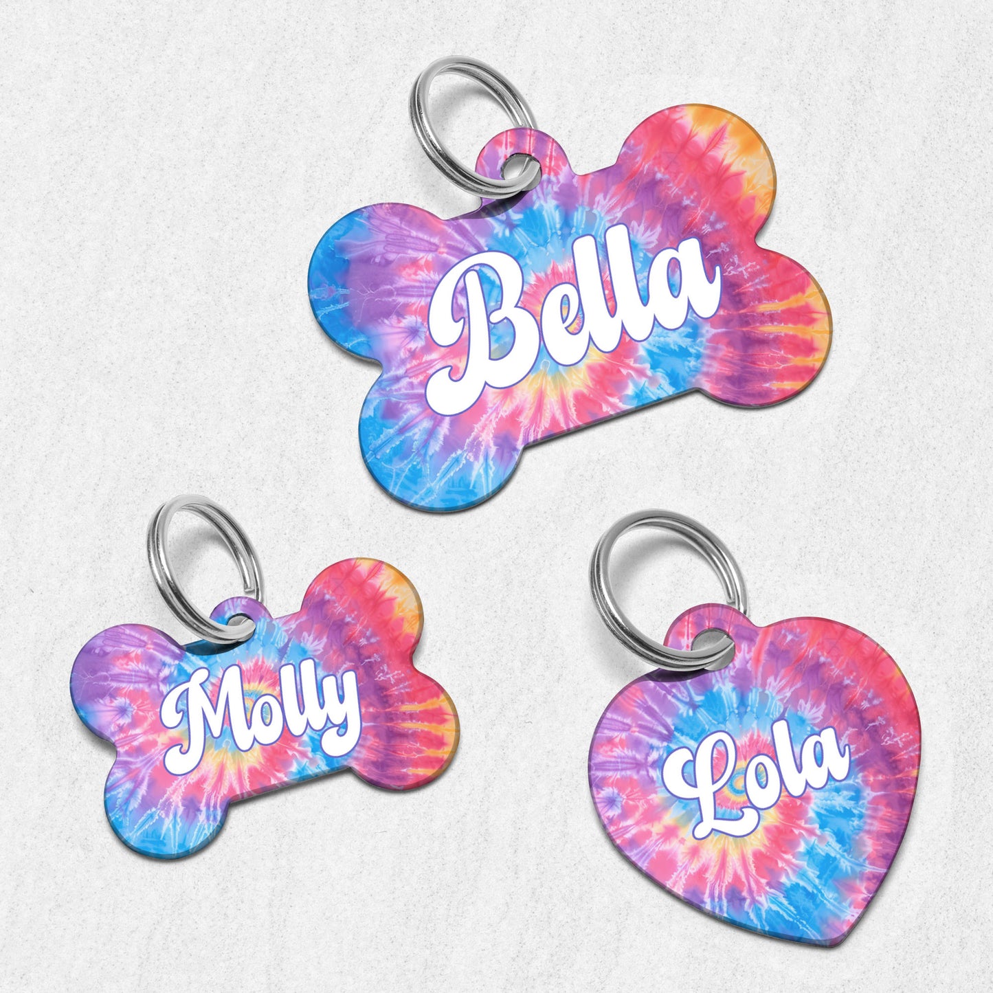 Pastel Tie Dye Dog Tag