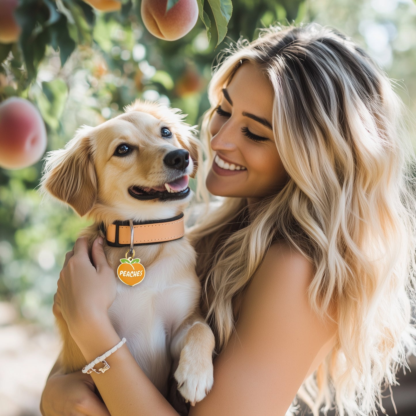 Peaches Dog Tag - Custom Enamel Pet ID Tag