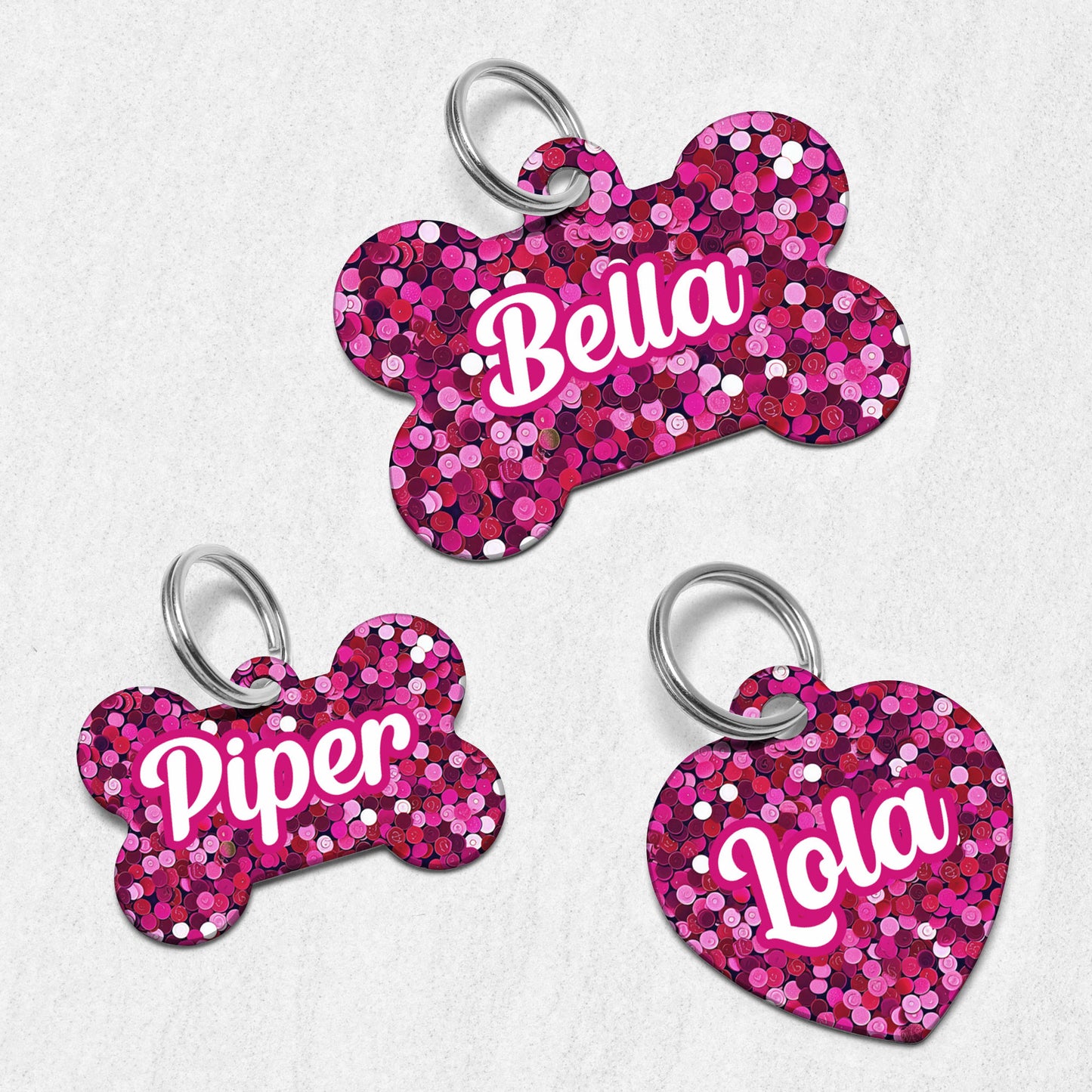 Pink Glitter Dog Tag