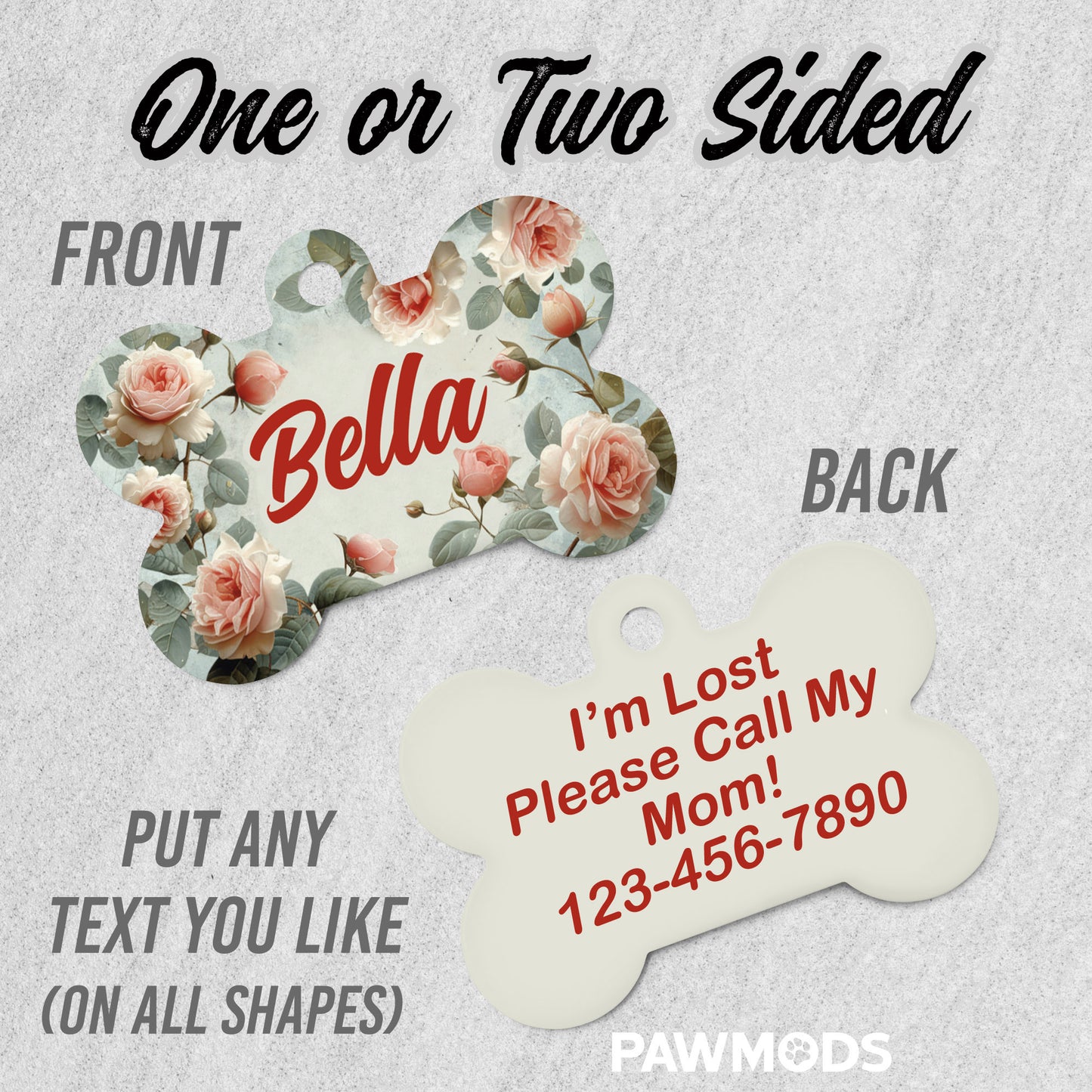 Pink Green Roses Dog Tag