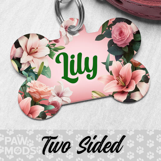 Pink Lily Dog Tag
