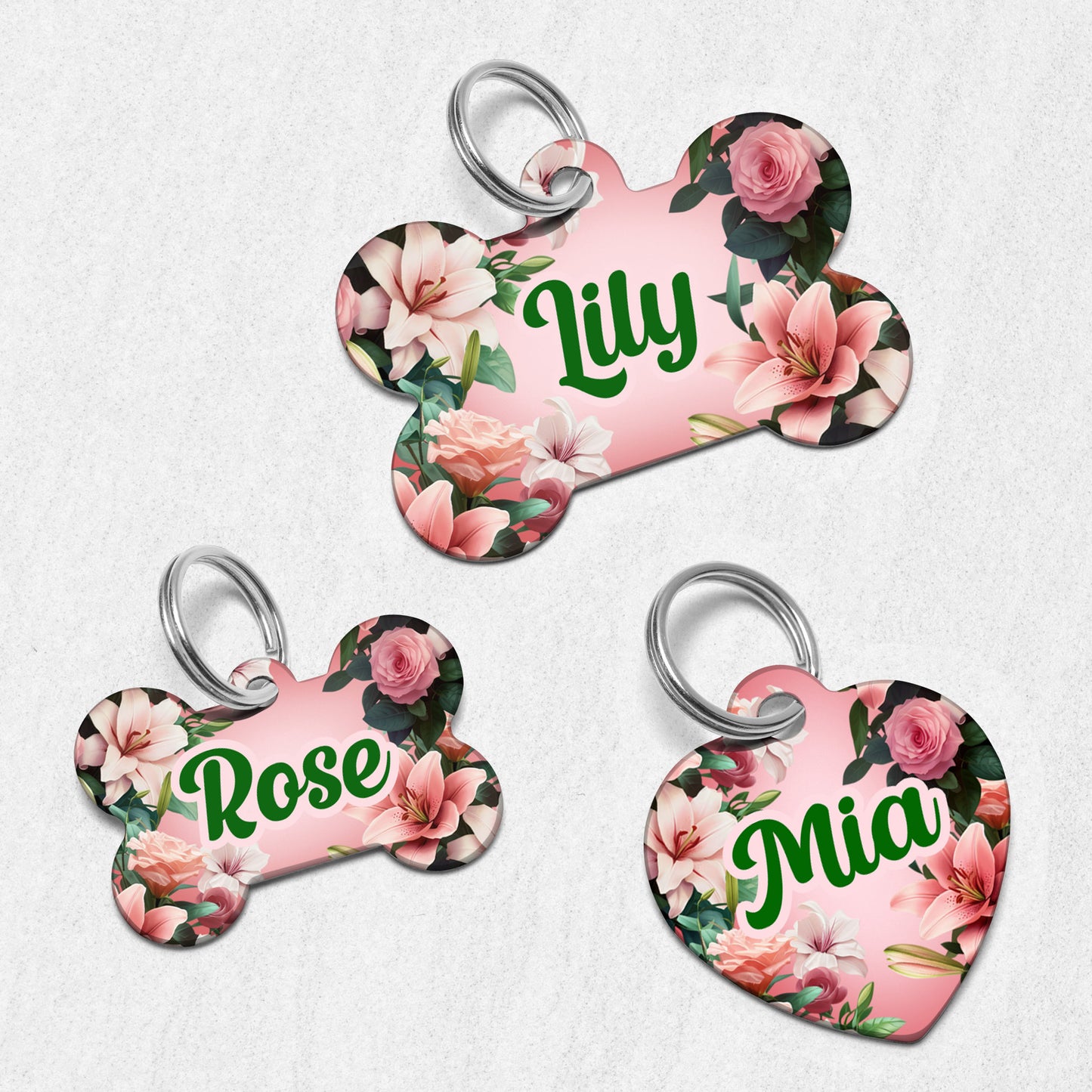 Pink Lily Dog Tag