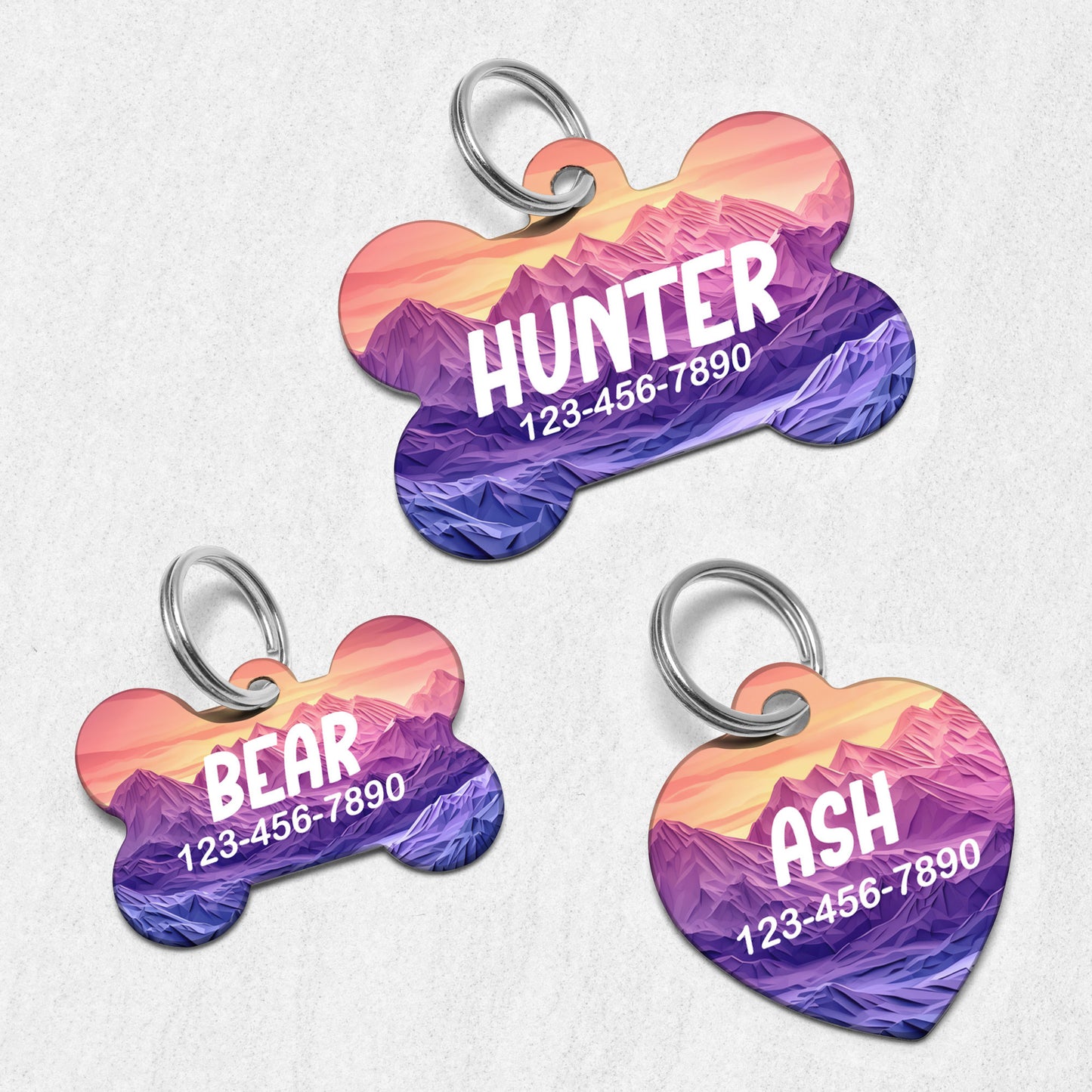 Pink Mountains Dog Tag