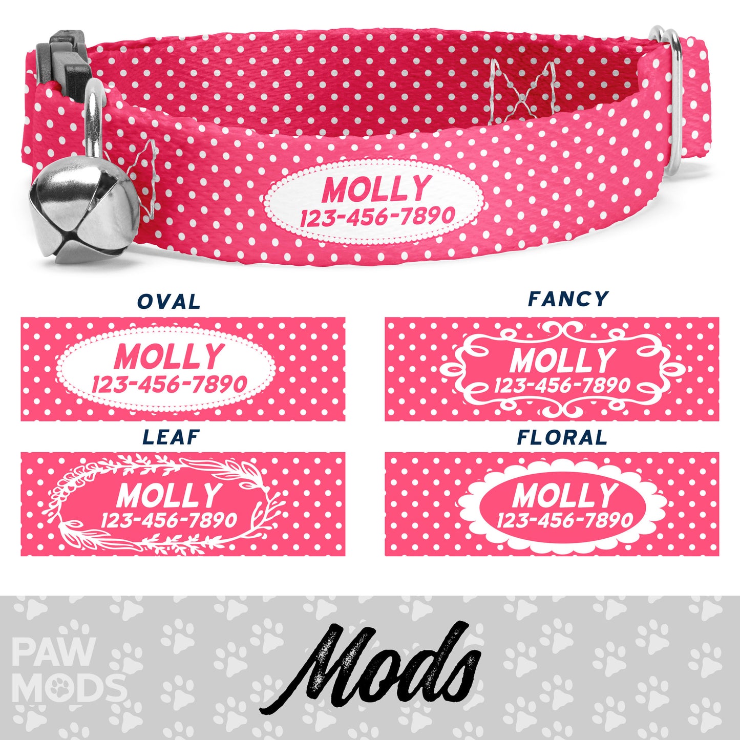 Pink Polka Dots Cat Collar