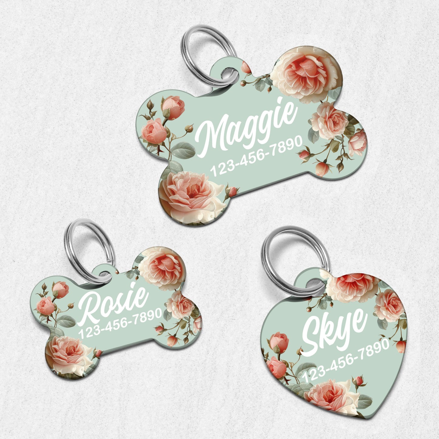 Pink Roses Dog Tag