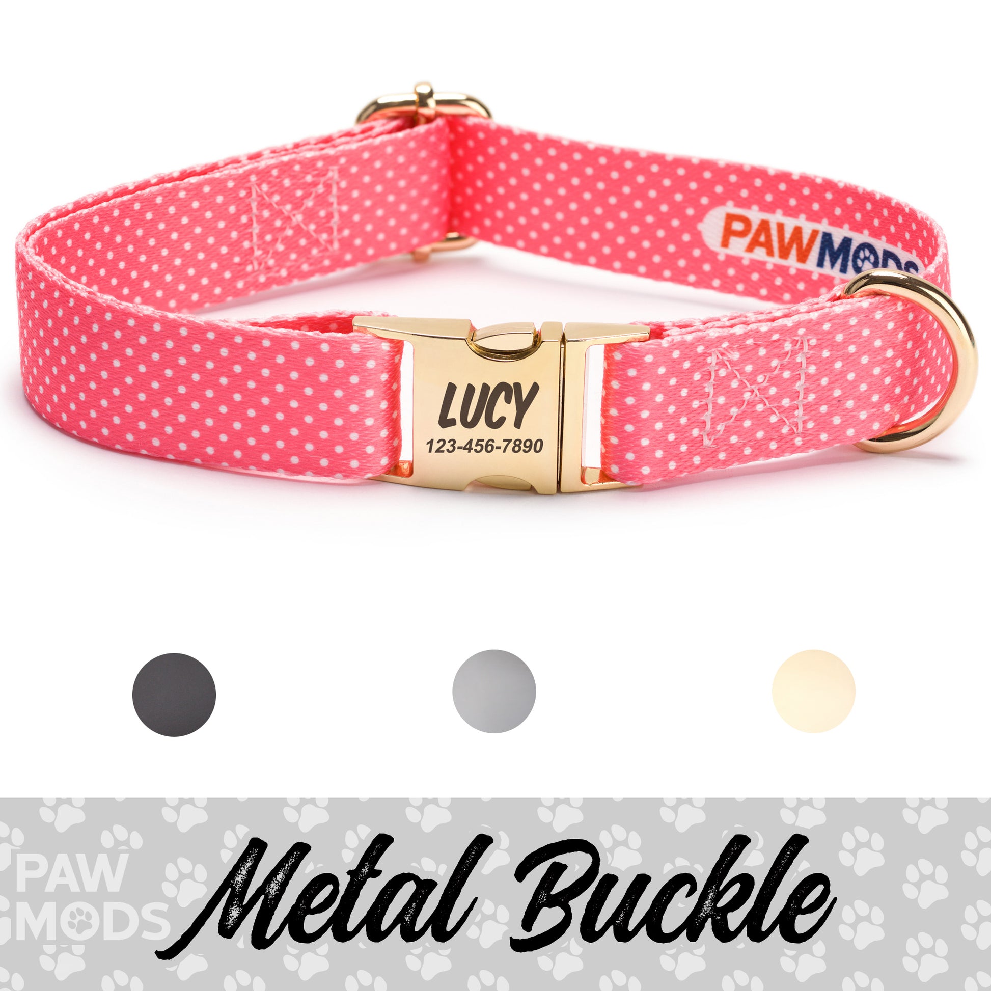 Pink Polka Dot Dog Collar