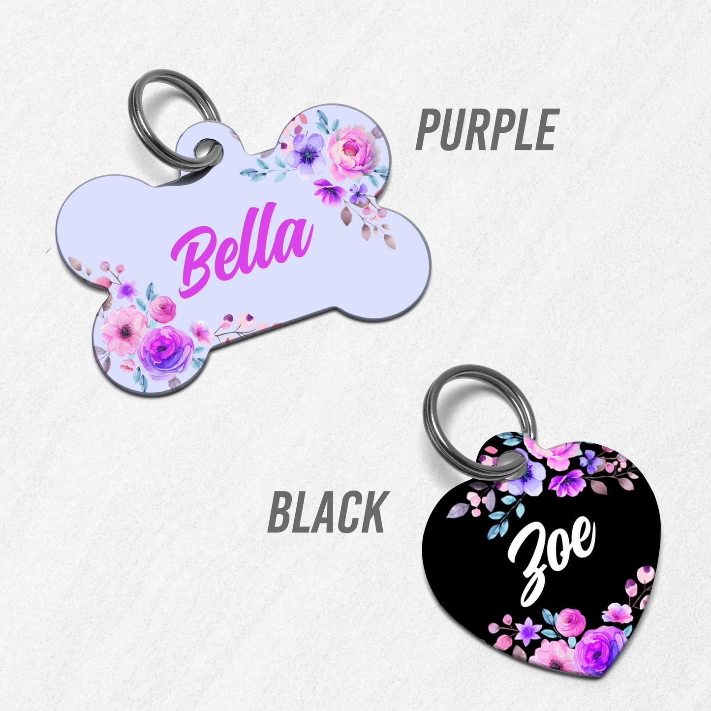 Purple Flowers Dog Tag