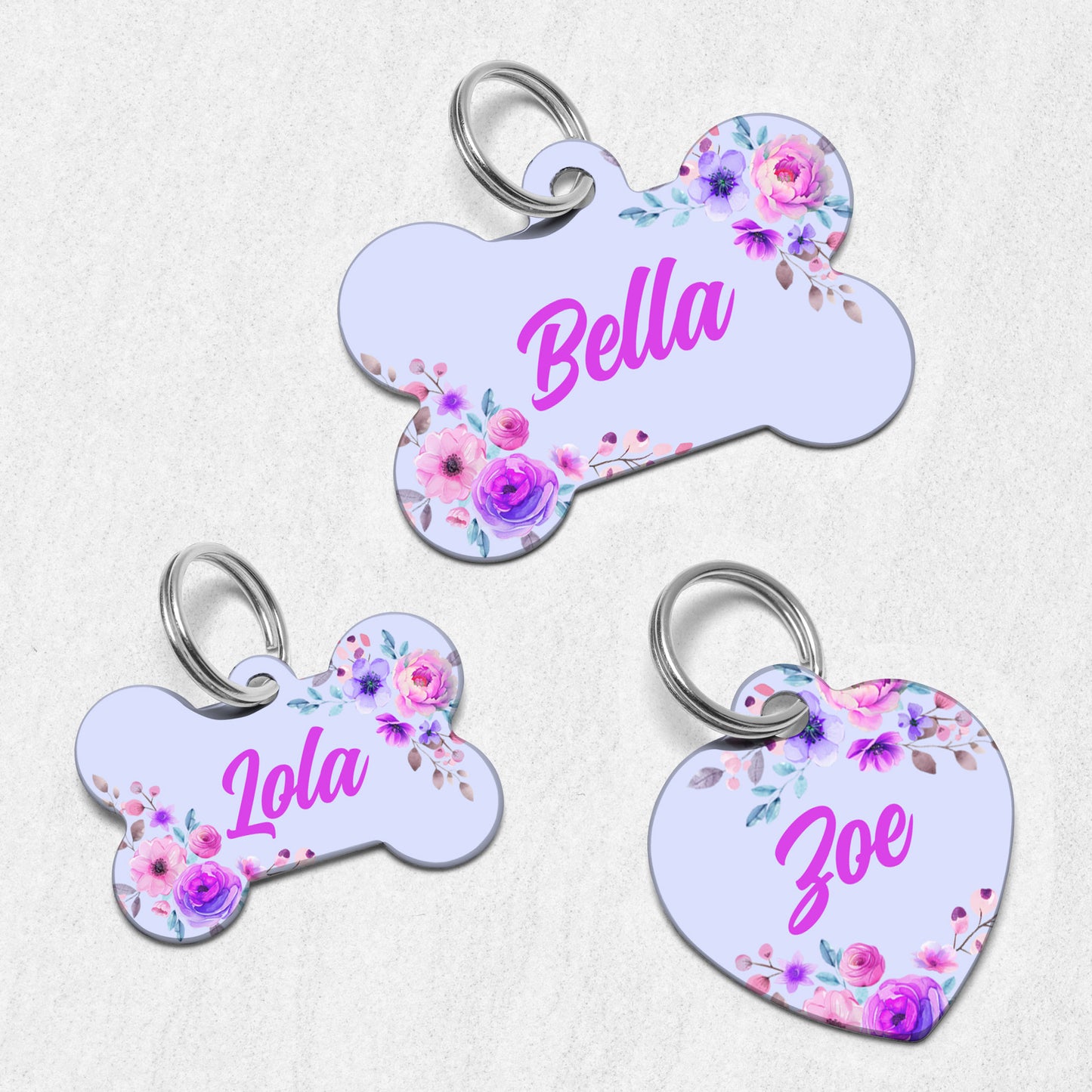 Purple Flowers Dog Tag