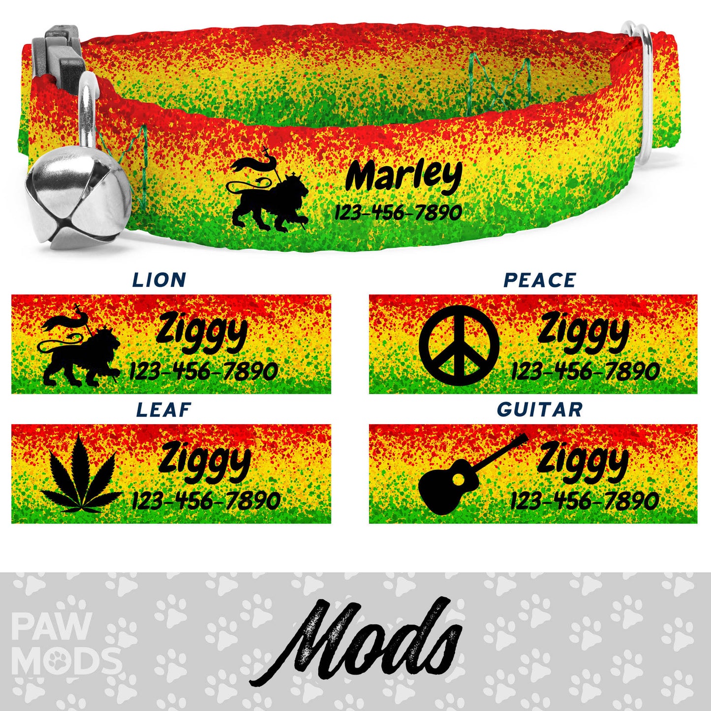 Rasta Paint Cat Collar