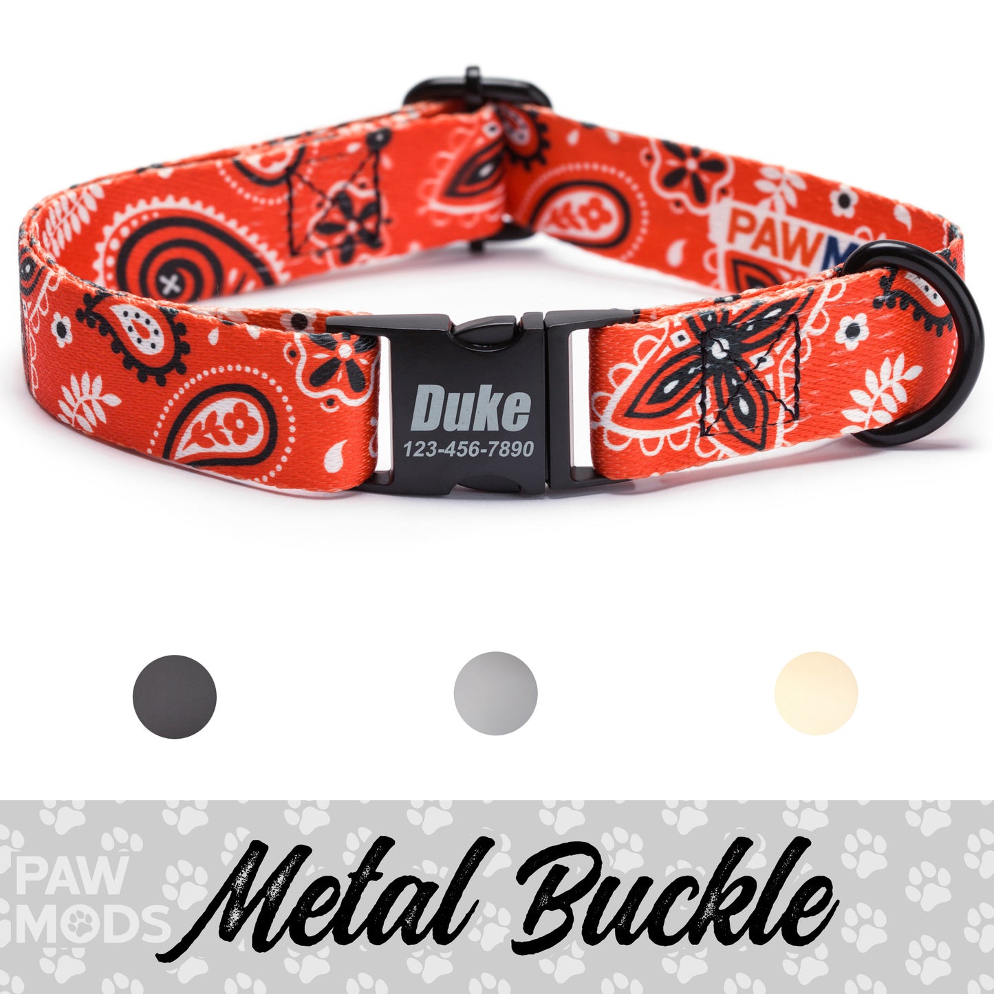 Red Paisley Dog Collar