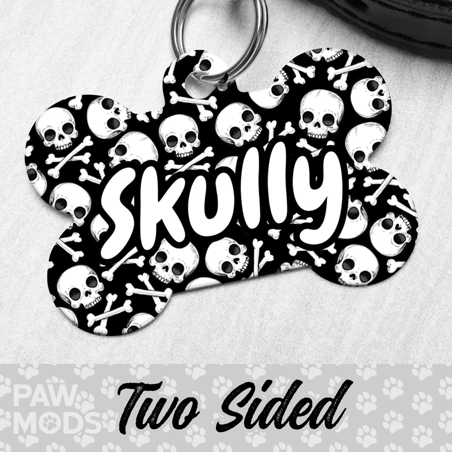 Skulls Dog Tag, Skeleton Cross Bones Pet ID Tag