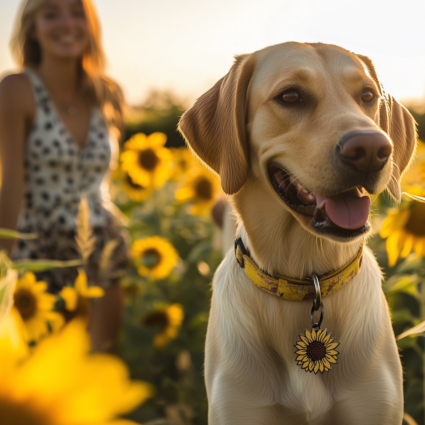 Sunflower Enamel Dog Tag - Custom Enamel Pet ID Tag