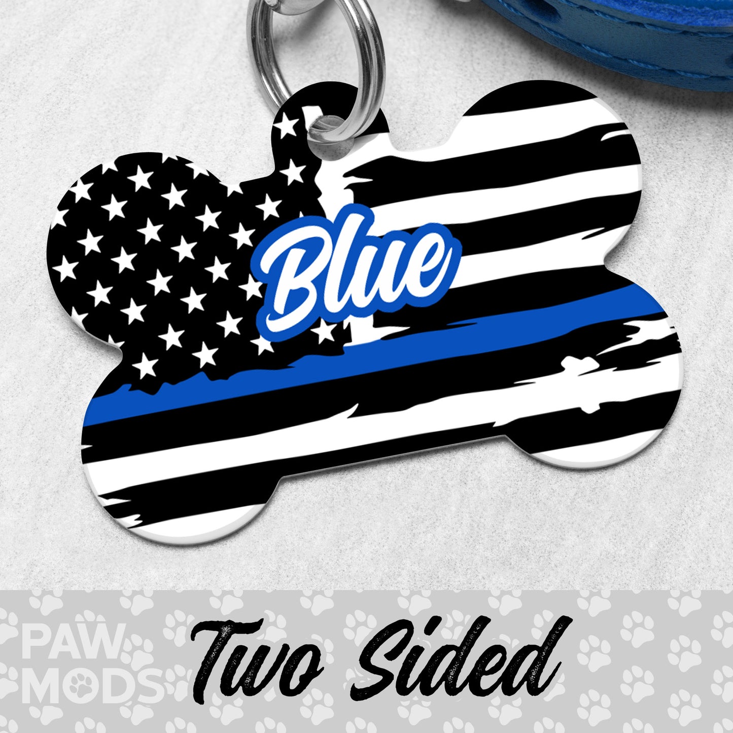 Thin Blue Line Dog Tag, Police Pet ID Tag