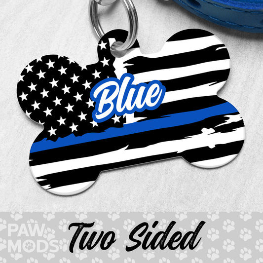 Thin Blue Line Dog Tag, Police Pet ID Tag