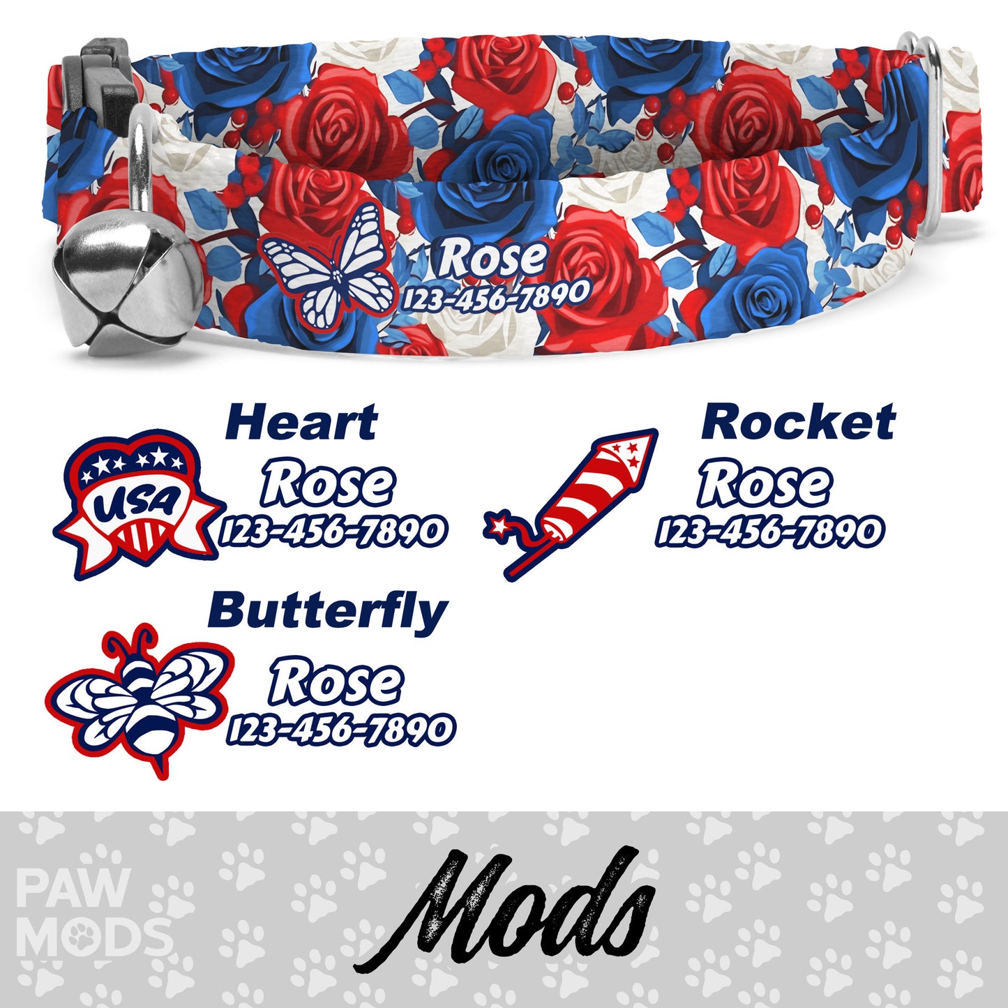 USA Roses Cat Collar