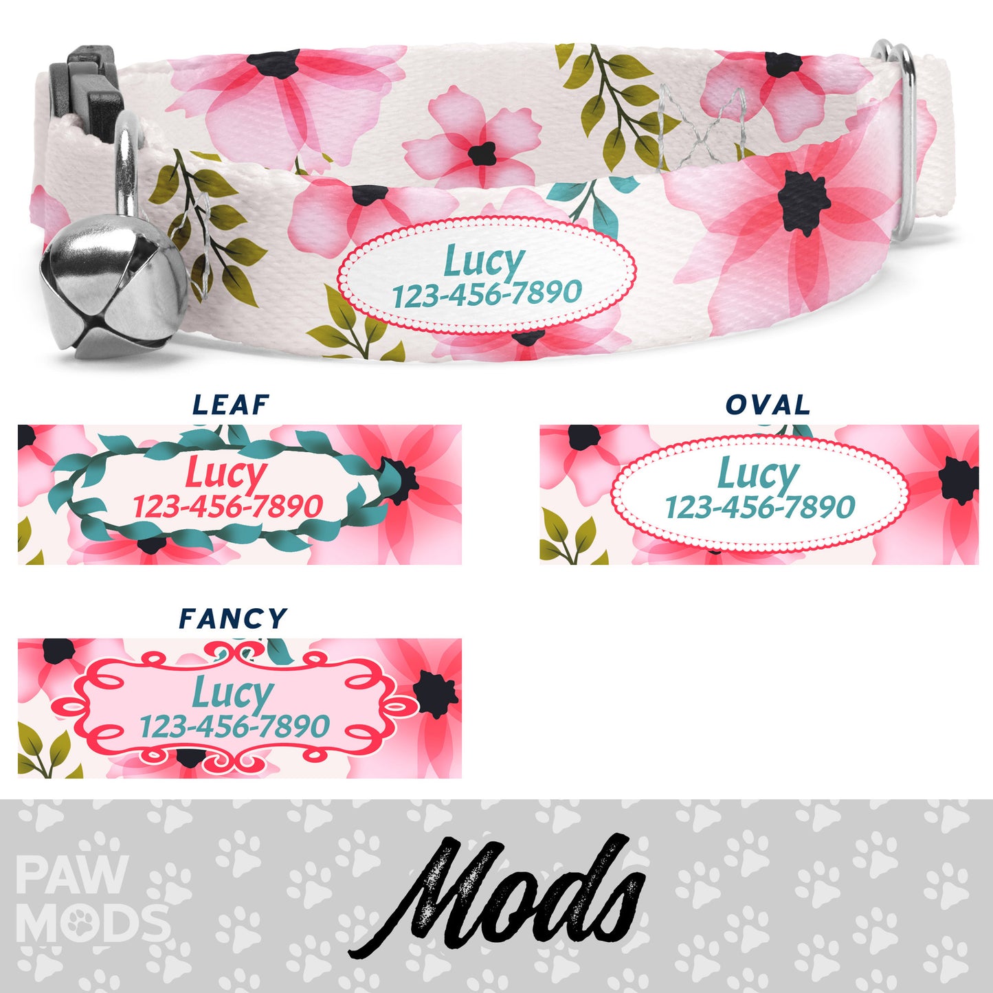Watercolor Floral Cat Collar